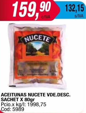 Maxiconsumo ACEITUNAS NUCETE VDE.DESC. SACHET X 80gr oferta