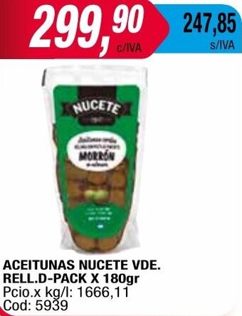 Maxiconsumo ACEITUNAS NUCETE VDE. RELL.D-PACK X 180gr oferta