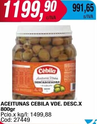 Maxiconsumo ACEITUNAS CEBILA VDE. DESC.X 800gr oferta