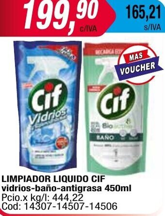 Maxiconsumo LIMPIADOR LIQUIDO CIF vidrios-baño-antigrasa 450ml oferta