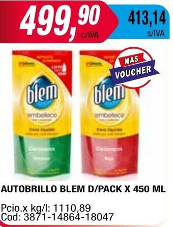 Maxiconsumo AUTOBRILLO BLEM D/PACK X 450 ML oferta