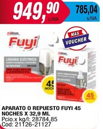 Maxiconsumo APARATO O REPUESTO FUYI 45 NOCHES X 32,9 ML oferta