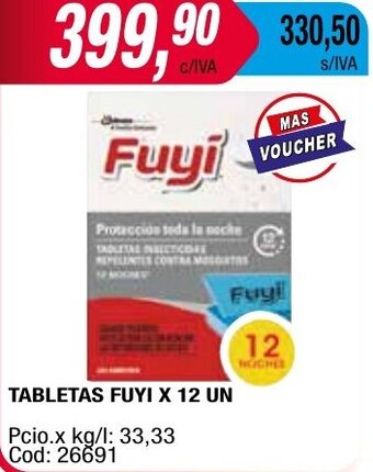 Maxiconsumo TABLETAS FUYI X 12 UN oferta