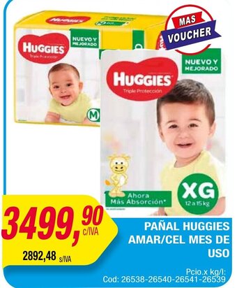 Maxiconsumo PAÑAL HUGGIES AMAR/CEL MES DE USO oferta