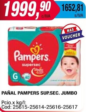 Maxiconsumo PAÑAL PAMPERS SUP.SEC. JUMBO oferta