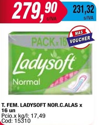 Maxiconsumo T. FEM. LADYSOFT NOR.C.ALAS X 16 un oferta