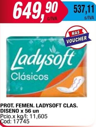 Maxiconsumo PROT. FEMEN. LADYSOFT CLAS. DISENO x 56 un oferta