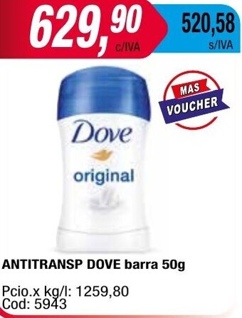 Maxiconsumo ANTITRANSP DOVE barra 50g oferta