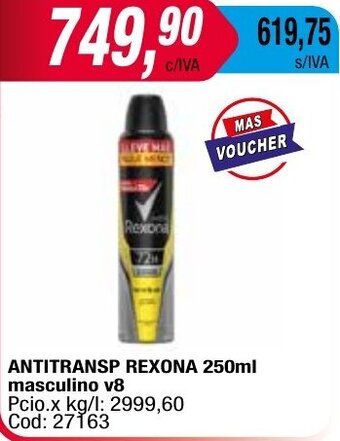 Maxiconsumo ANTITRANSP REXONA 250ml masculino v8 oferta