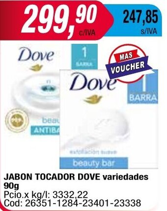 Maxiconsumo JABON TOCADOR DOVE variedades 90g oferta
