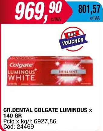 Maxiconsumo CR.DENTAL COLGATE LUMINOUS X 140 GR oferta