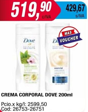Maxiconsumo CREMA CORPORAL DOVE 200ml oferta