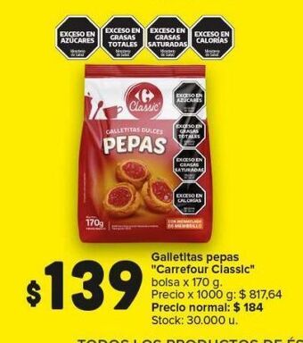 Carrefour Maxi Galletas pepas carrefour classic x 170g oferta