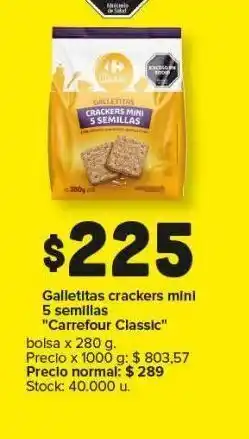 Carrefour Maxi Galletas crackers mini 5 semillas carrefour classic x 280g oferta