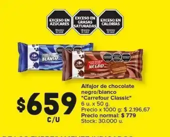 Carrefour Maxi Alfajor de chocolate negor/blanco carrefour classic 6un x 50g oferta
