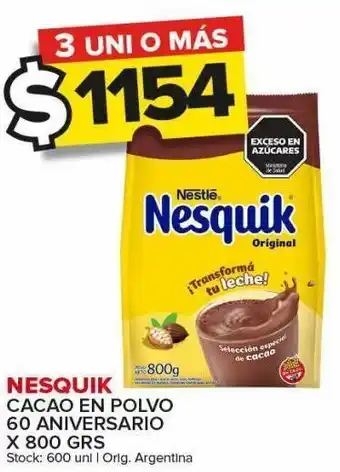 Carrefour Maxi Cacao en polvo nesquik x 800g oferta