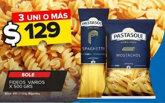 Carrefour Maxi Fideos sole varios x 500g oferta