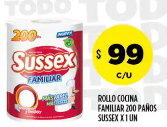 Sussex Rollo Cocina Familiar 200 Paños x 1un