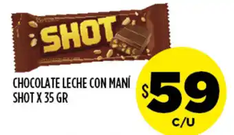 Supermercados Toledo Shot Chocolate Leche Con maní x 35gr oferta