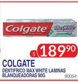Masivos Colgate Dentifrico Max White Laminas Blanqueadoras 90g oferta
