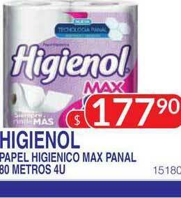 Masivos Higienol Papel Higienico Max Panal 80 metros 4u oferta