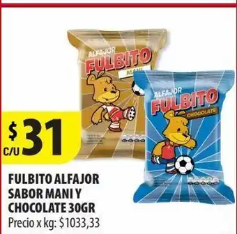 Punto Mayorista Alfajor fulbito sabor maní y chocolate 30g oferta