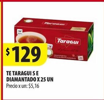 Punto Mayorista Té taragui s e diamantado x 25un oferta