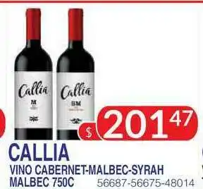 Masivos Callia Vino Cabernet-malbec-syrah Malbec 750c oferta