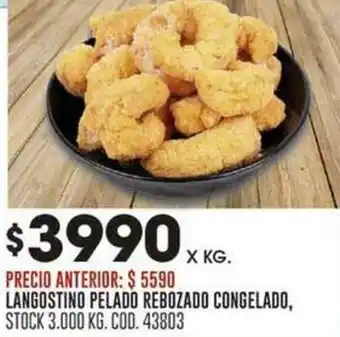 Coto LANGOSTINO PELADO REBOZADO CONGELADO, STOCK 3.000 KG. COD. 43803 oferta