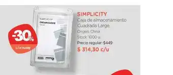 Farmacity Simplicity Caja De Almacenamiento Cuadrada Large oferta