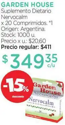 Farmacity Garden House Suplemento Dietario Nervocalm -15% Descuento oferta