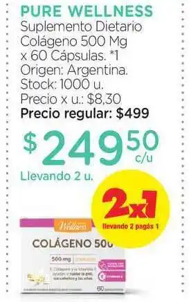 Farmacity Pure Wellness Suplemento Dietario Colágeno 500g oferta