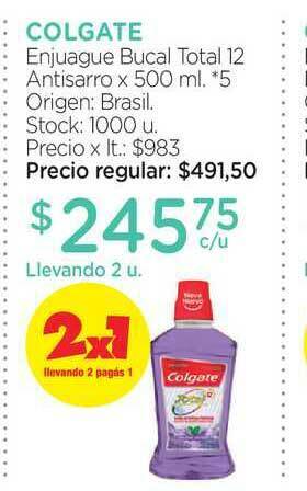 Farmacity Colgate Enjuague Bucal Total 12 Antisarro x 500ml oferta