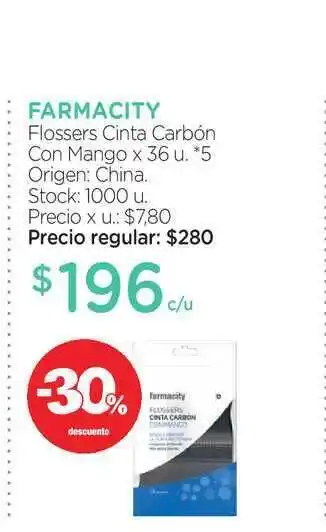Farmacity Farmacity Flossers Cinta Carbón Con Mango -30% Descuento oferta