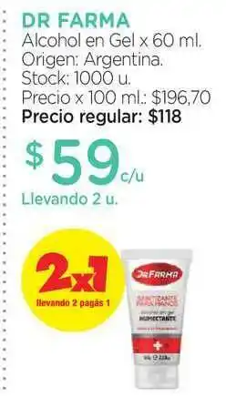 Farmacity Dr Farma Alcohol En Gel x 60ml oferta