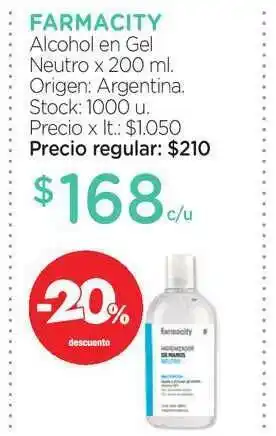 Farmacity Farmacity Alcohol En Gel Neutro -x 200ml oferta
