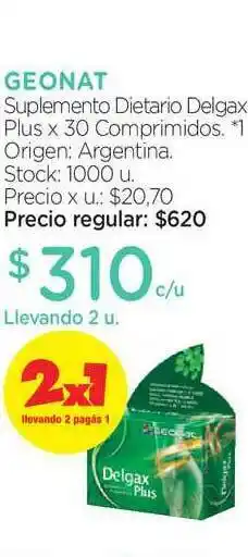 Farmacity Geonat Suplemento Dietario Delgax Plus x 30 Comprimidos oferta