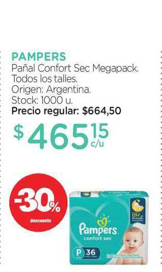 Farmacity Pampers Pañal Confort Sec Megapack -30% Descuento oferta