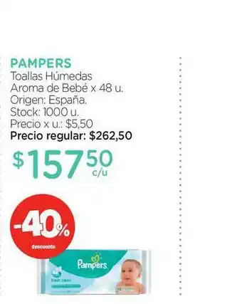 Farmacity Pampers Toallas Húmedas Aroma De Bebé -40% Descuento oferta