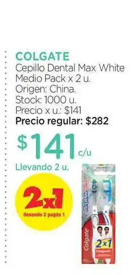 Farmacity Colgate Cepillo Dental Max White Medio Pack X 2 U. oferta