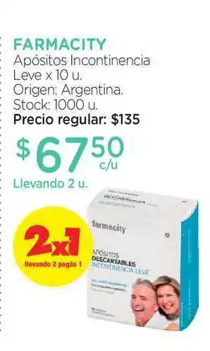 Farmacity Farmacity Apósitos Incontinencia Leve X 10 U. oferta