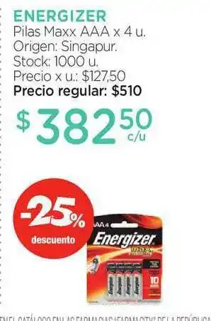 Farmacity Energizer Pilas Maxx Aaa x 4u oferta