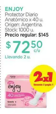 Farmacity Enjoy Protector Diario Anatómico x40u oferta