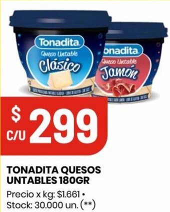 Changomas TONADITA QUESOS UNTABLES 180GR oferta