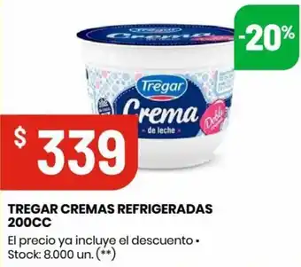 Changomas TREGAR CREMAS REFRIGERADAS 200CC oferta