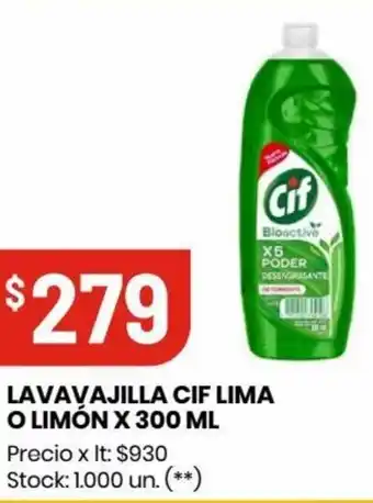 Changomas LAVAVAJILLA CIF LIMA O LIMÓN X 300 ML oferta