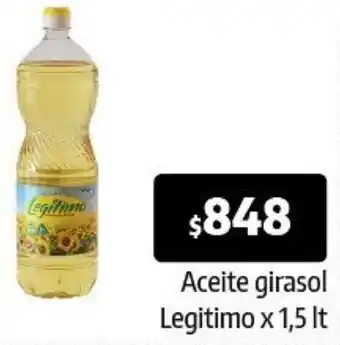Autoservicio Capo Aceite girasol Legitimo x 1,5 It oferta