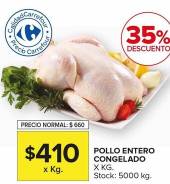 Carrefour Maxi Pollo entero congelado x kg oferta