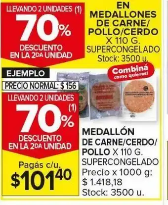 Carrefour Maxi Medallón de carne/cerdo/pollo x 110g supercongelado oferta
