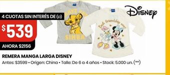 Changomas Remera manga larga disney oferta